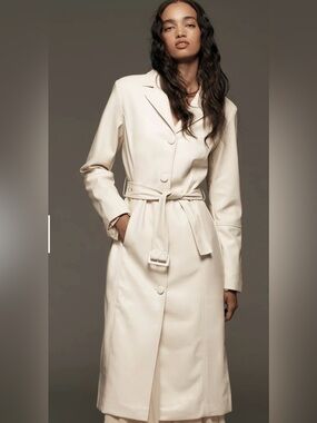Avec Les Filles by Anthropologie Vegan Leather Belted Trench Coat Size S NWOT